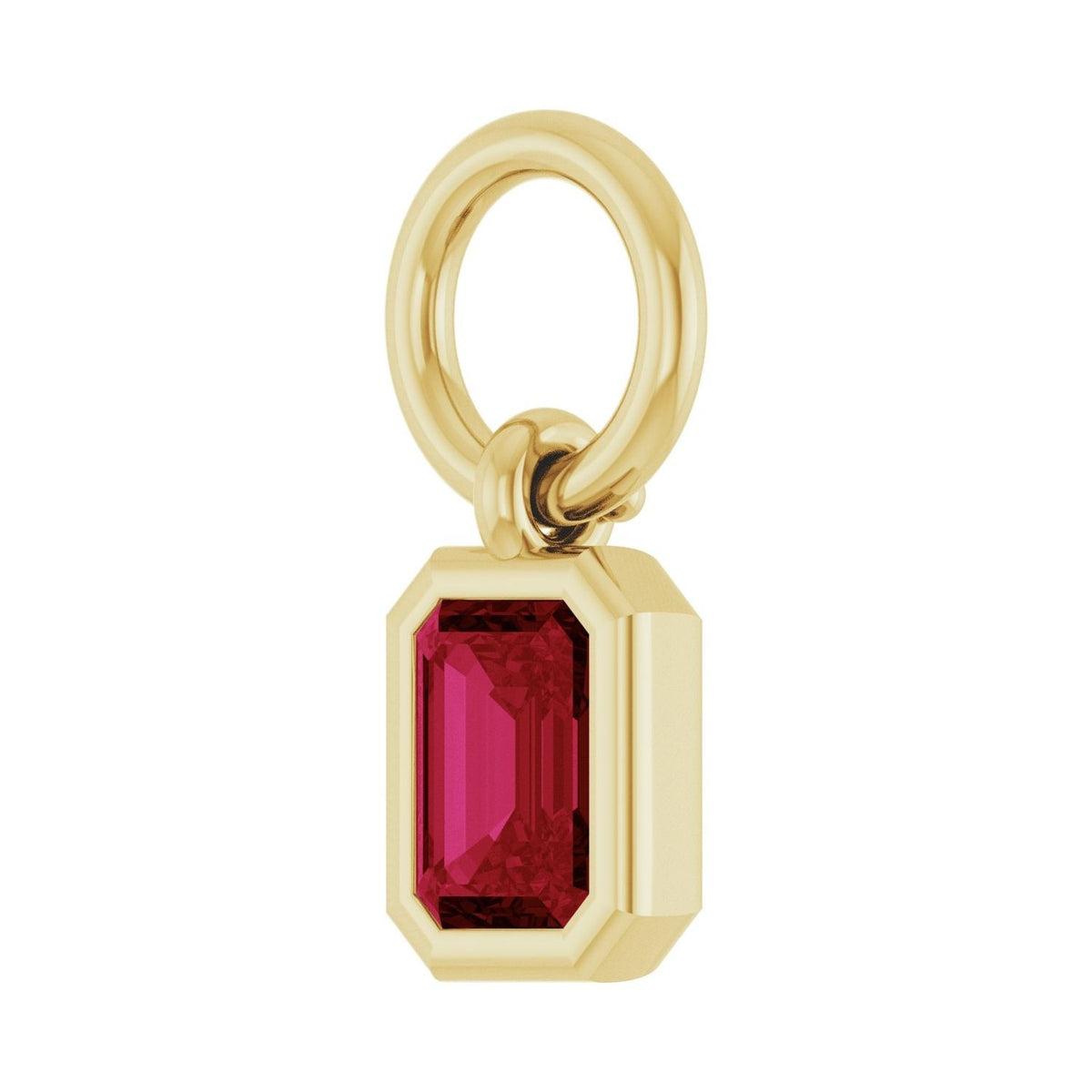 Sapphire Row Natural Gemstone Bezel Hoop Charm - Ruby, 10K Yellow Gold, Emerald 3.8 × 2.8 mm (view 2)