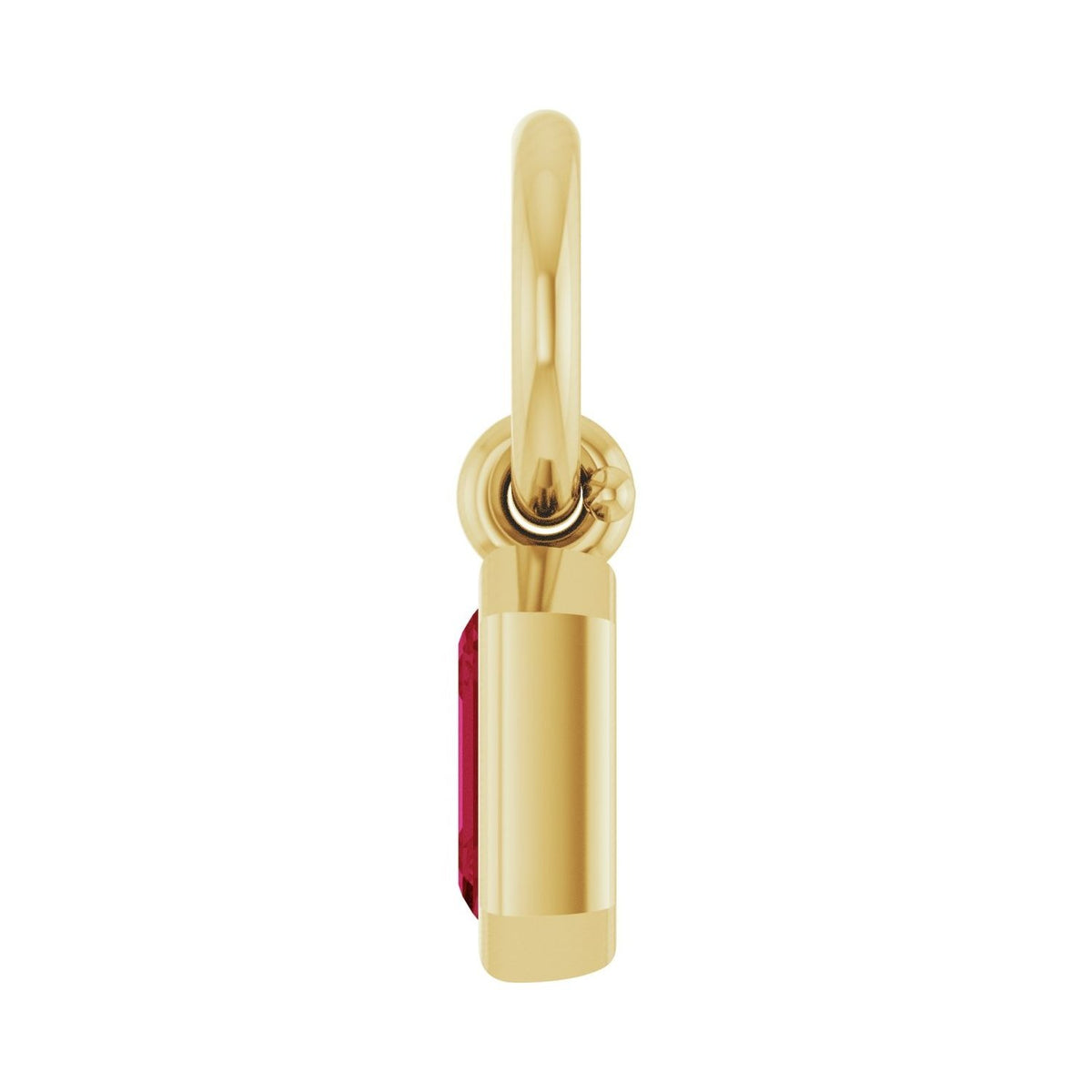 Sapphire Row Natural Gemstone Bezel Hoop Charm - Ruby, 10K Yellow Gold, Emerald 3.8 × 2.8 mm (view 3)