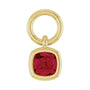 Sapphire Row Natural Gemstone Bezel Hoop Charm - Ruby, 14K Yellow Gold, Cushion 3.2 × 3.2 mm