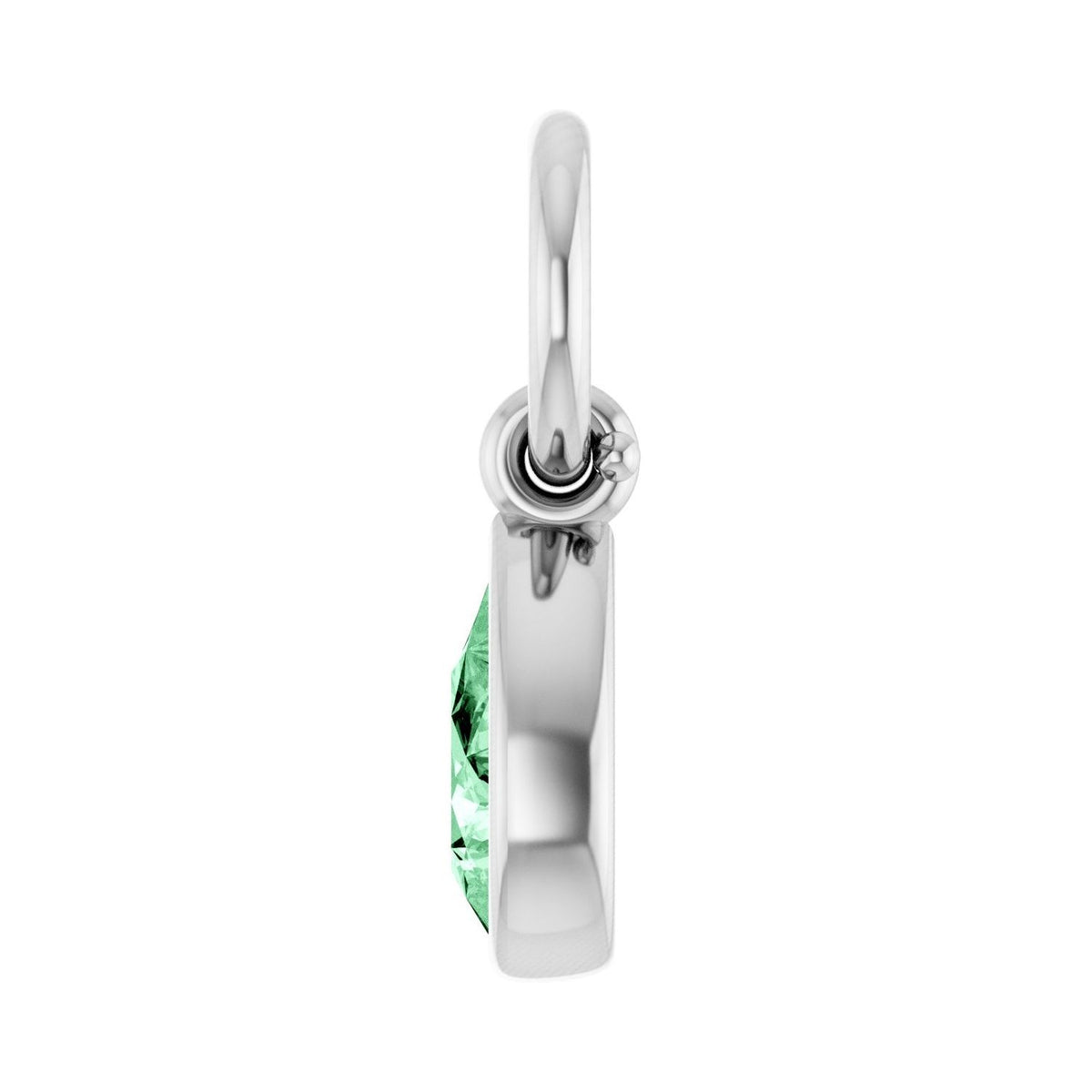 Sapphire Row Natural Gemstone Bezel Hoop Charm - Mint Sapphire, 10K White Gold, Pear 4.7 × 3.1 mm (view 3)