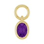 Sapphire Row Natural Gemstone Bezel Hoop Charm - Amethyst, 10K Yellow Gold, Oval 4.5 × 3.2 mm
