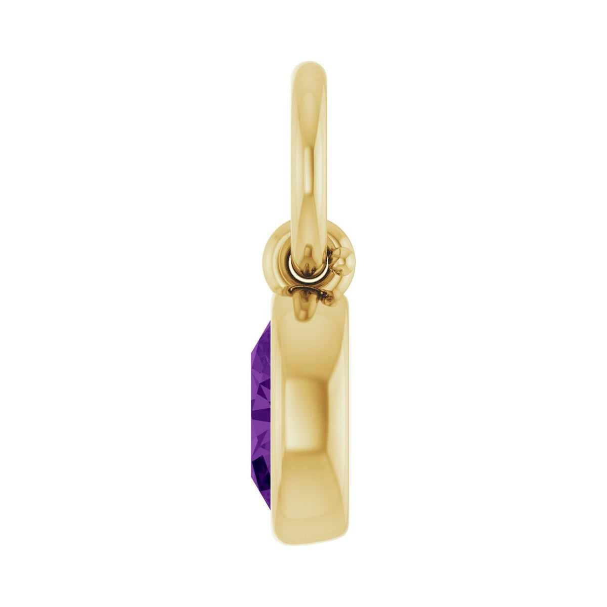 Sapphire Row Natural Gemstone Bezel Hoop Charm - Amethyst, 14K Yellow Gold, Oval 4.5 × 3.2 mm (view 3)