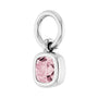 Sapphire Row Natural Gemstone Bezel Hoop Charm - Rose Quartz, 14K White Gold, Cushion 3.2 × 3.2 mm (view 2)