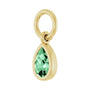 Sapphire Row Natural Gemstone Bezel Hoop Charm - Mint Sapphire, 10K Yellow Gold, Pear 4.7 × 3.1 mm (view 2)