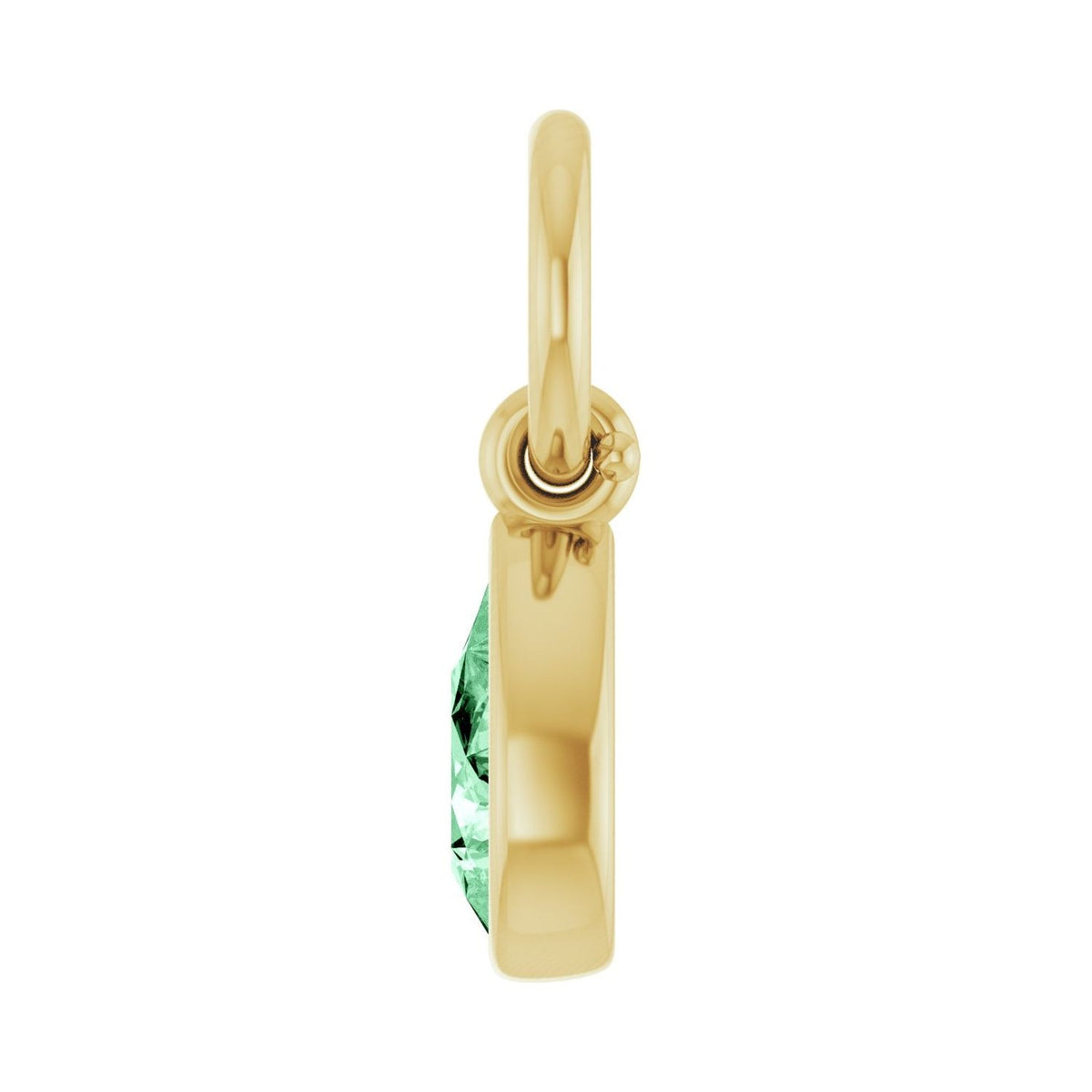 Sapphire Row Natural Gemstone Bezel Hoop Charm - Mint Sapphire, 14K Yellow Gold, Pear 4.7 × 3.1 mm (view 3)
