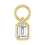 Sapphire Row Natural Gemstone Bezel Hoop Charm - Diamond, 14K Yellow Gold, Emerald 3.8 × 2.8 mm