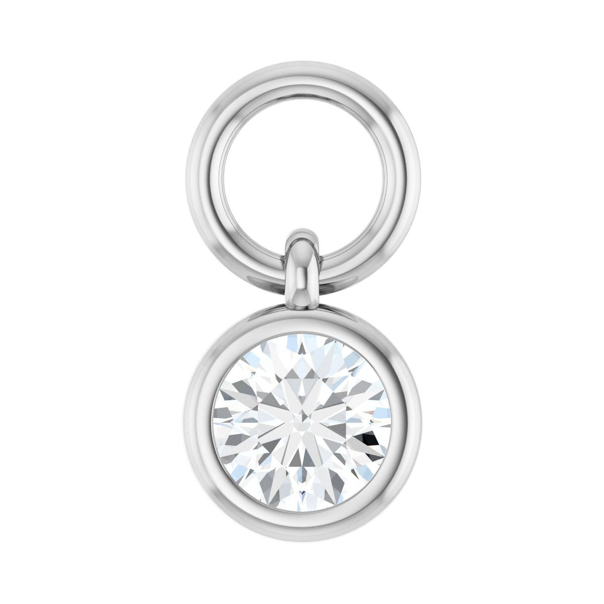 Sapphire Row Natural Gemstone Bezel Hoop Charm - Diamond, 14K White Gold, Round 3.65 mm