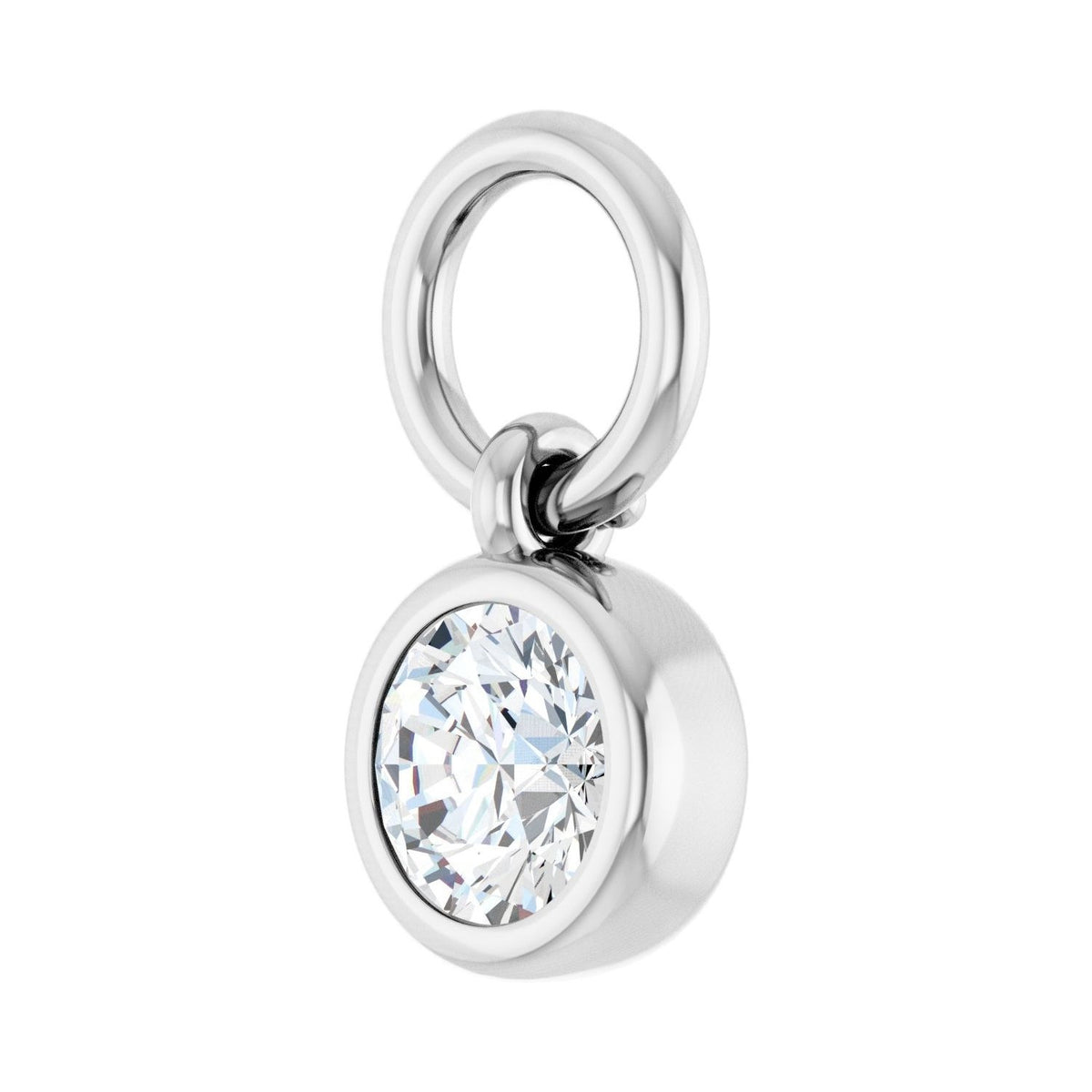 Sapphire Row Natural Gemstone Bezel Hoop Charm - Diamond, 14K White Gold, Round 3.65 mm (view 3)