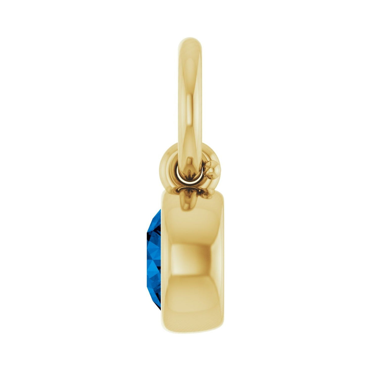 Sapphire Row Natural Gemstone Bezel Hoop Charm - Light Blue Sapphire, 10K Yellow Gold, Round 3.65 mm (view 3)