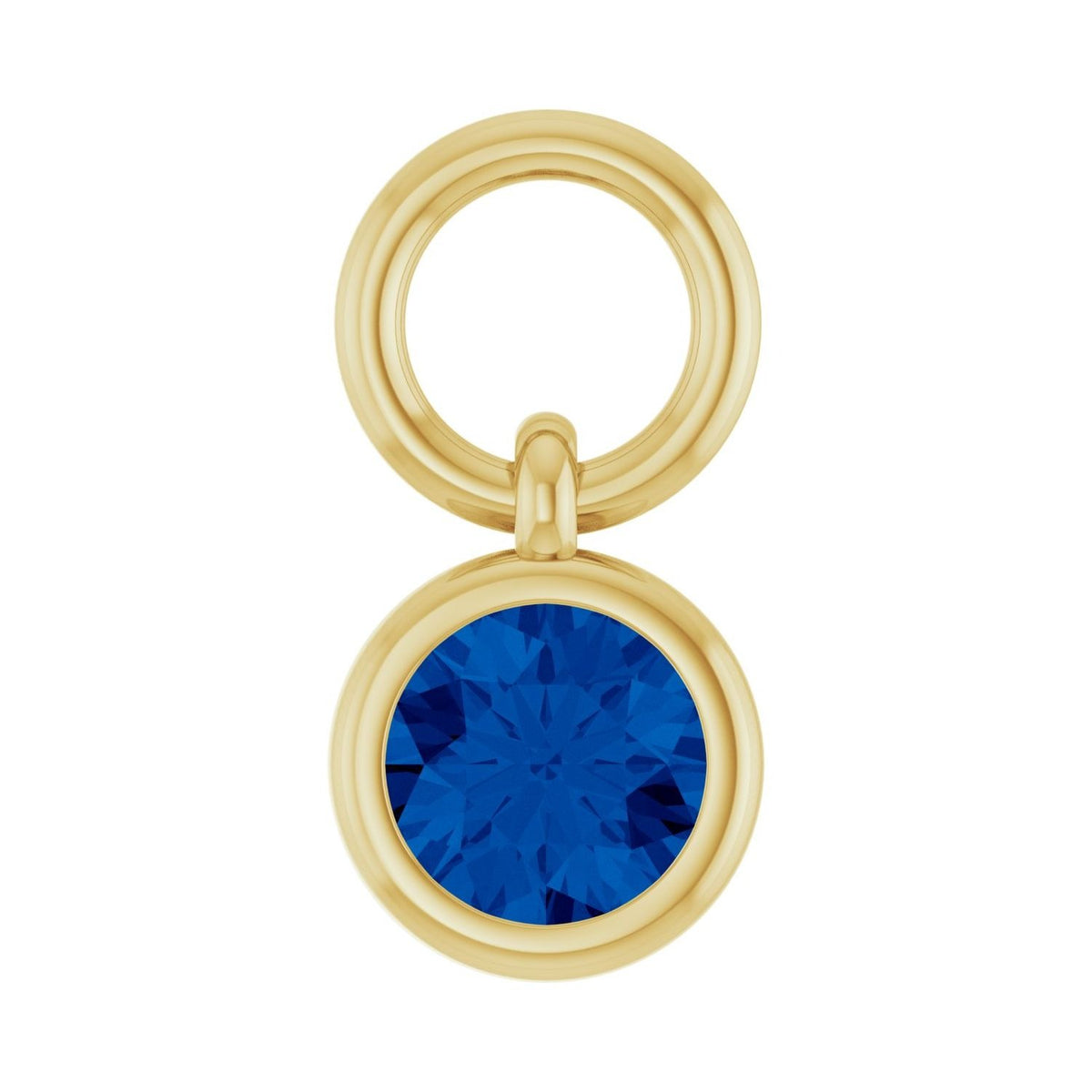 Sapphire Row Natural Gemstone Bezel Hoop Charm - Blue Sapphire, 14K Yellow Gold, Round 3.65 mm