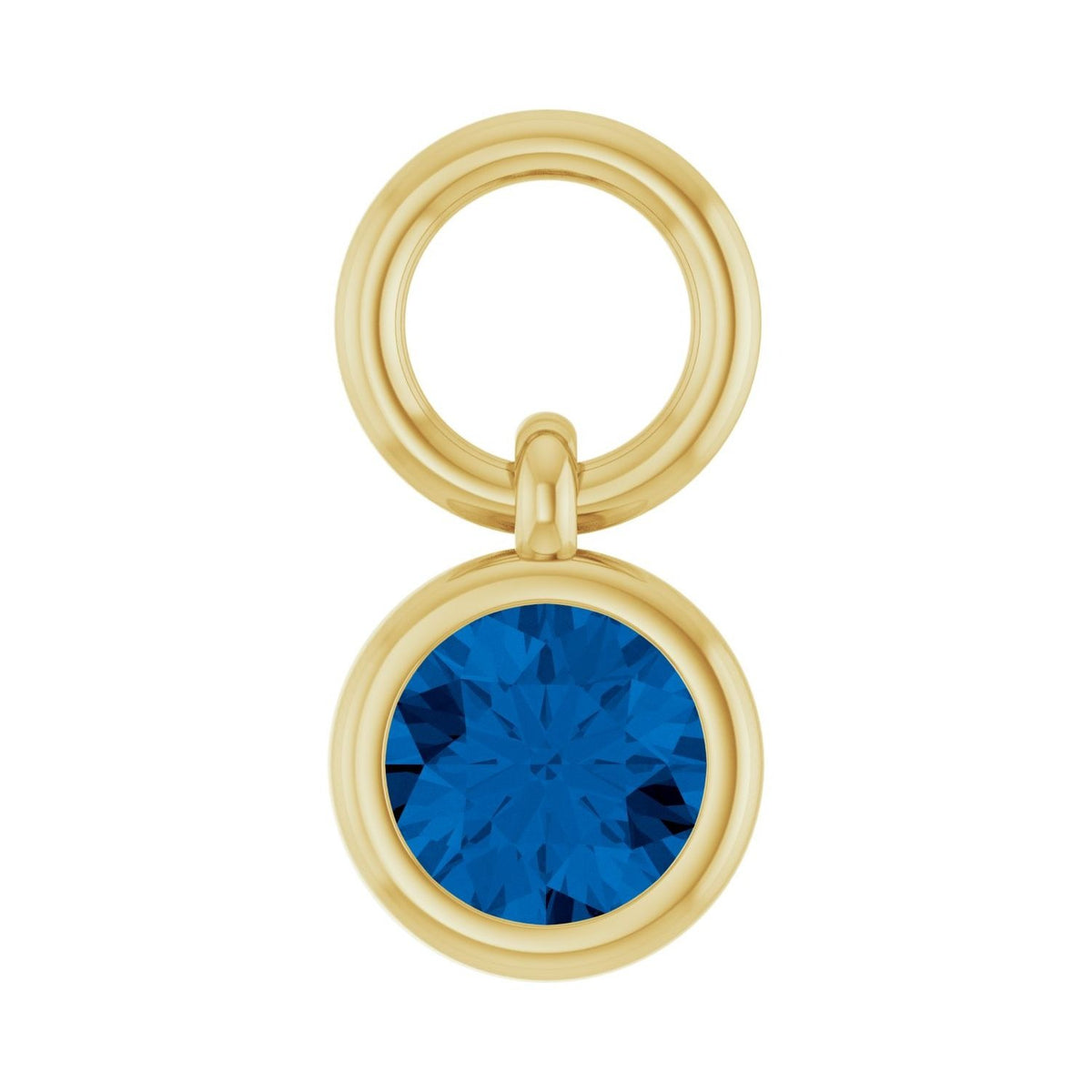Sapphire Row Natural Gemstone Bezel Hoop Charm - Light Blue Sapphire, 14K Yellow Gold, Round 3.65 mm