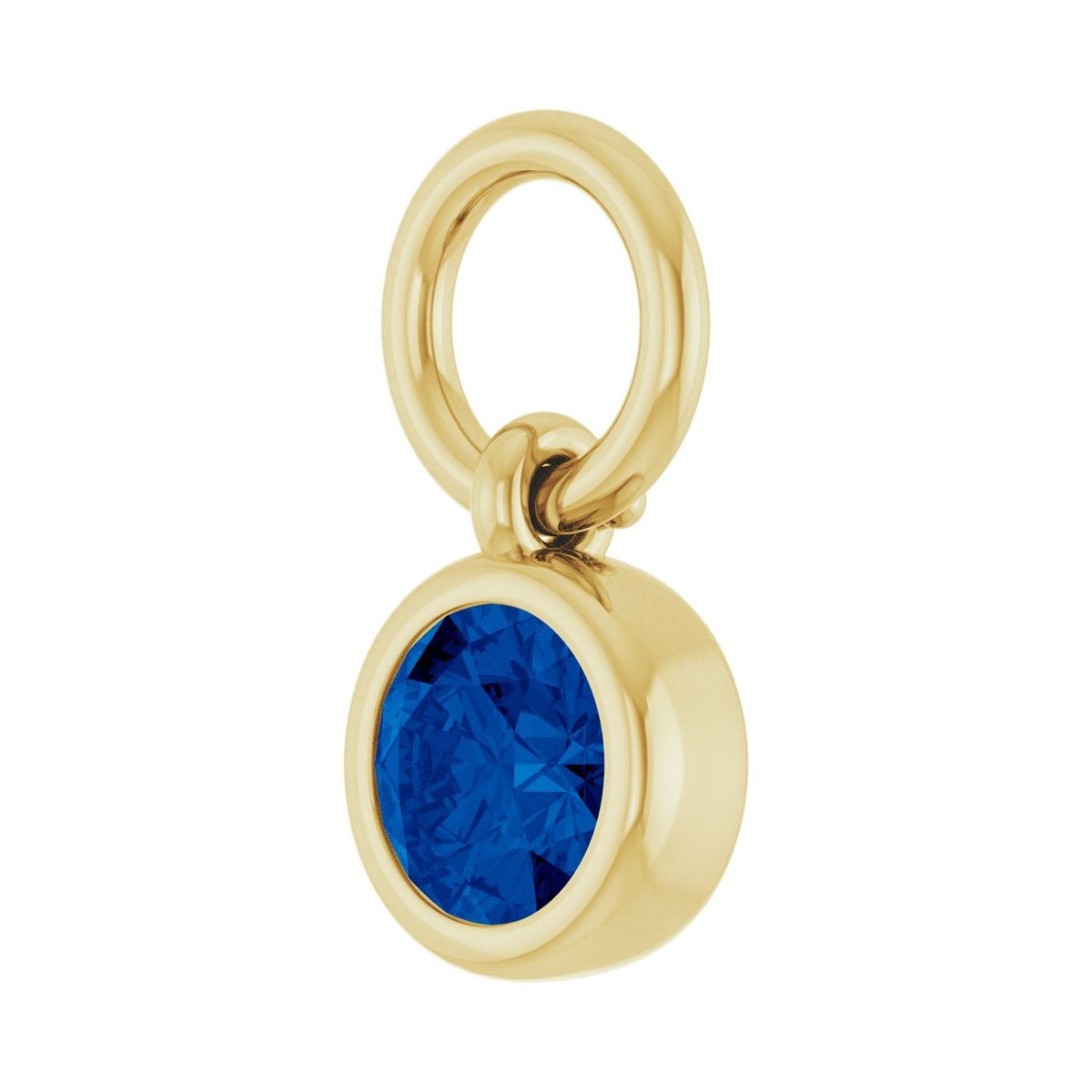 Sapphire Row Natural Gemstone Bezel Hoop Charm - Blue Sapphire, 14K Yellow Gold, Round 3.65 mm (view 2)