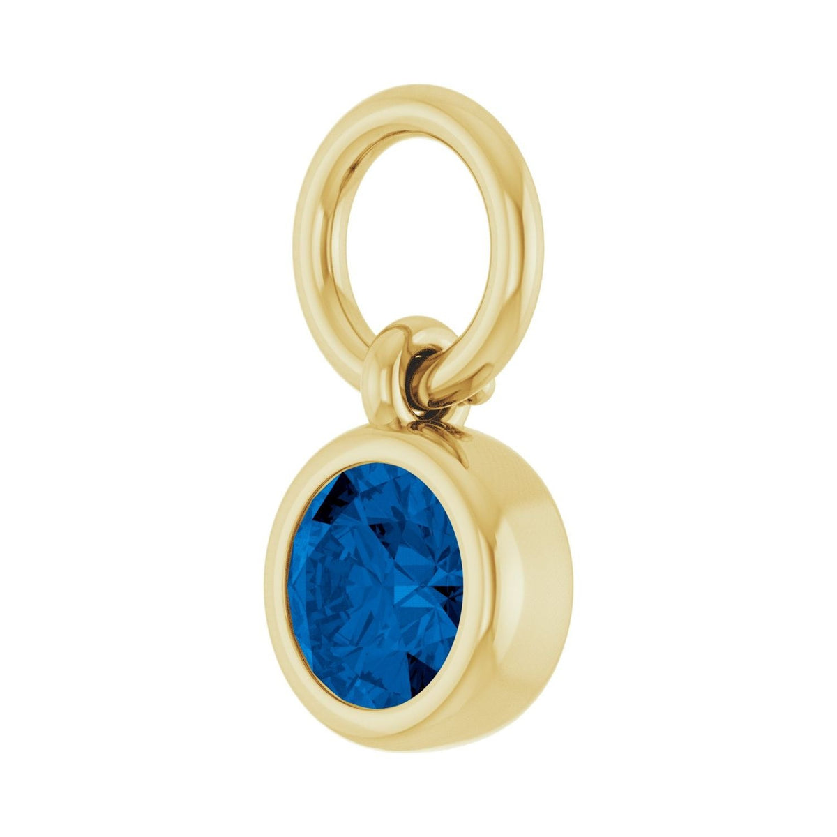 Sapphire Row Natural Gemstone Bezel Hoop Charm - Light Blue Sapphire, 14K Yellow Gold, Round 3.65 mm (view 2)
