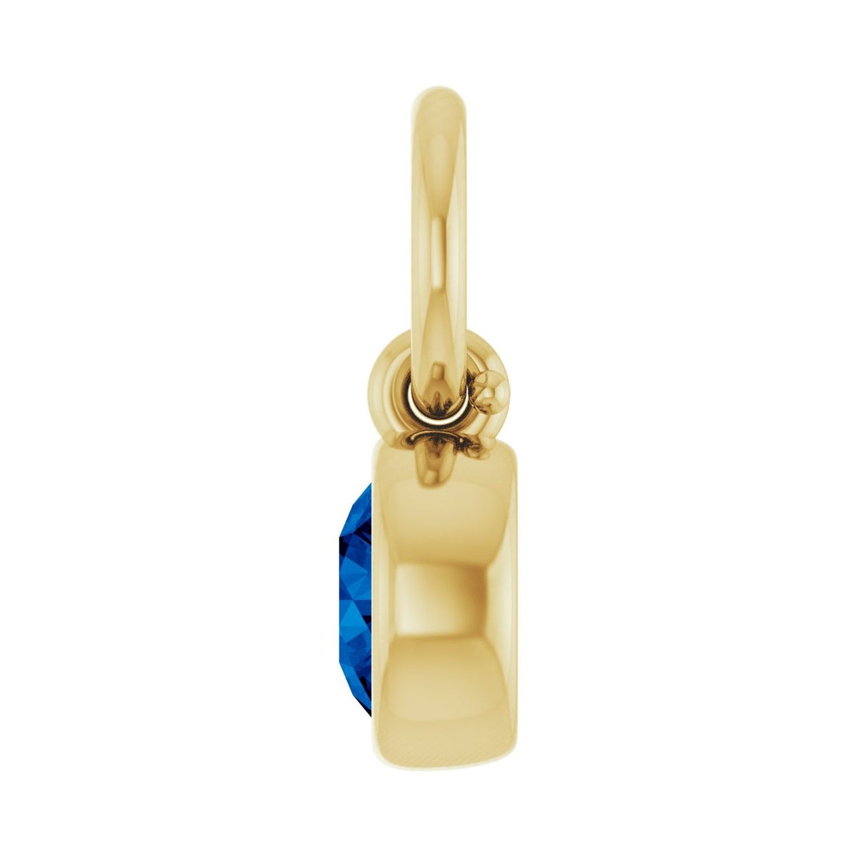 Sapphire Row Natural Gemstone Bezel Hoop Charm - Blue Sapphire, 14K Yellow Gold, Round 3.65 mm (view 3)