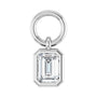 Sapphire Row Natural Gemstone Bezel Hoop Charm - Diamond, 10K White Gold, Emerald 3.8 × 2.8 mm