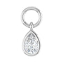 Sapphire Row Natural Gemstone Bezel Hoop Charm - Diamond, 10K White Gold, Pear 4.7 × 3.1 mm