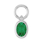 Sapphire Row Natural Gemstone Bezel Hoop Charm - Emerald, 14K White Gold, Oval 4.5 × 3.2 mm
