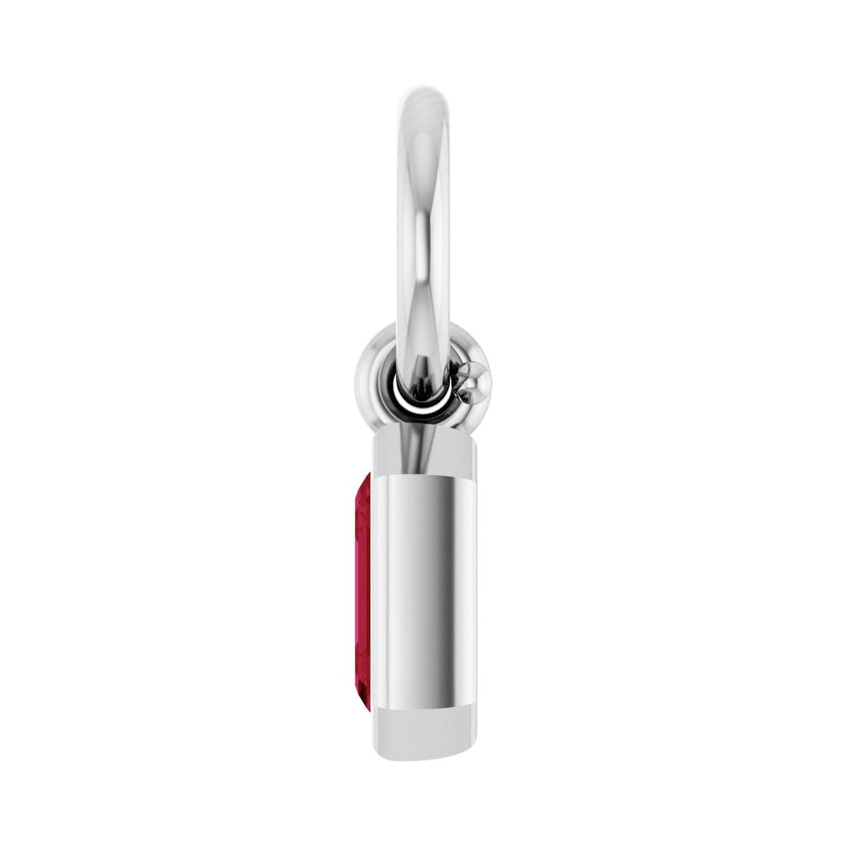 Sapphire Row Natural Gemstone Bezel Hoop Charm - Ruby, 14K White Gold, Emerald 3.8 × 2.8 mm (view 3)