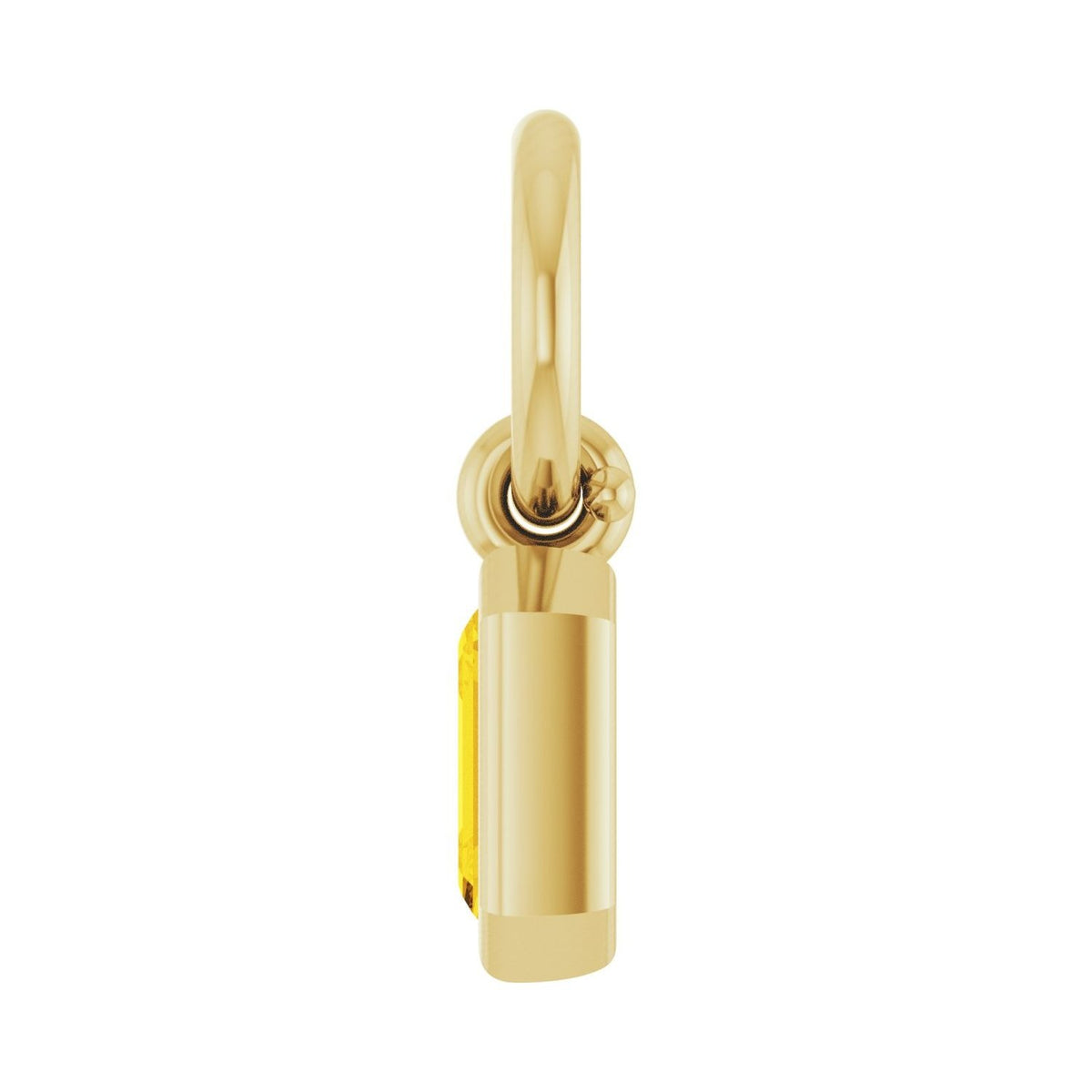 Sapphire Row Natural Gemstone Bezel Hoop Charm - Yellow Sapphire, 14K Yellow Gold, Emerald 3.8 × 2.8 mm (view 3)
