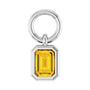 Sapphire Row Natural Gemstone Bezel Hoop Charm - Yellow Sapphire, 10K White Gold, Emerald 3.8 × 2.8 mm