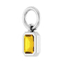 Sapphire Row Natural Gemstone Bezel Hoop Charm - Yellow Sapphire, 10K White Gold, Emerald 3.8 × 2.8 mm (view 2)