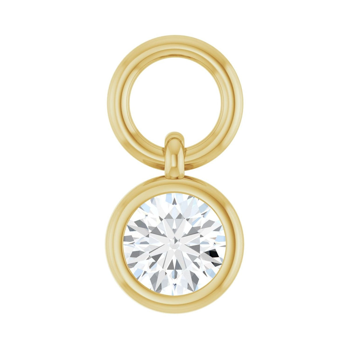 Sapphire Row Natural Gemstone Bezel Hoop Charm - Diamond, 10K Yellow Gold, Round 3.65 mm