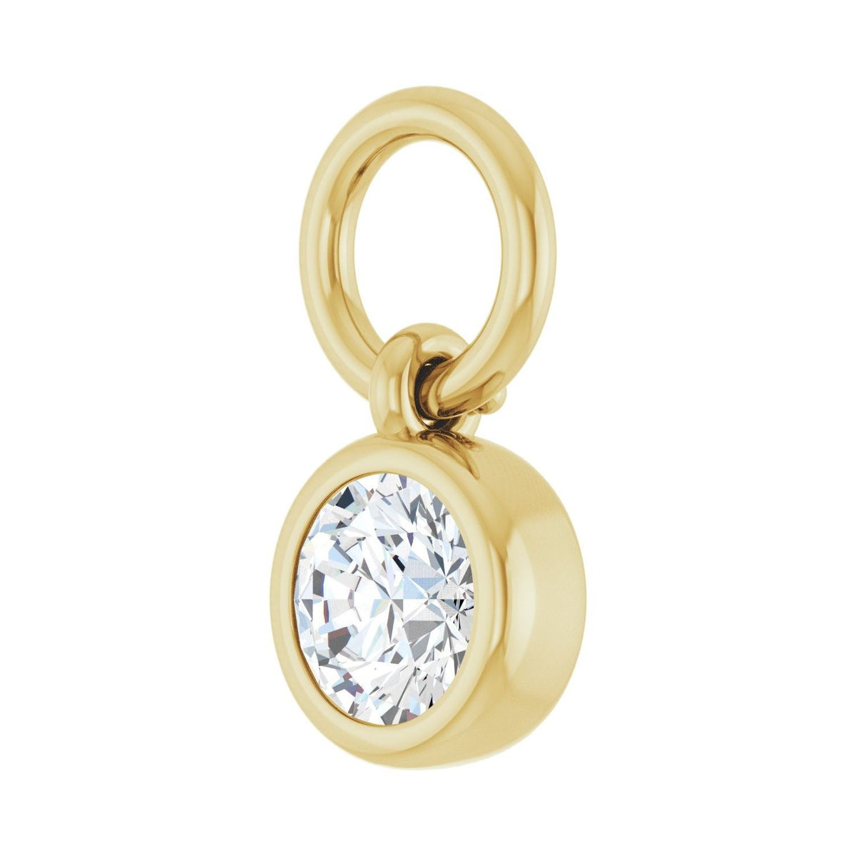 Sapphire Row Natural Gemstone Bezel Hoop Charm - Diamond, 14K Yellow Gold, Round 3.65 mm (view 2)