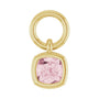 Sapphire Row Natural Gemstone Bezel Hoop Charm - Rose Quartz, 10K Yellow Gold, Cushion 3.2 × 3.2 mm