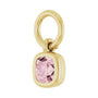 Sapphire Row Natural Gemstone Bezel Hoop Charm - Rose Quartz, 10K Yellow Gold, Cushion 3.2 × 3.2 mm (view 2)