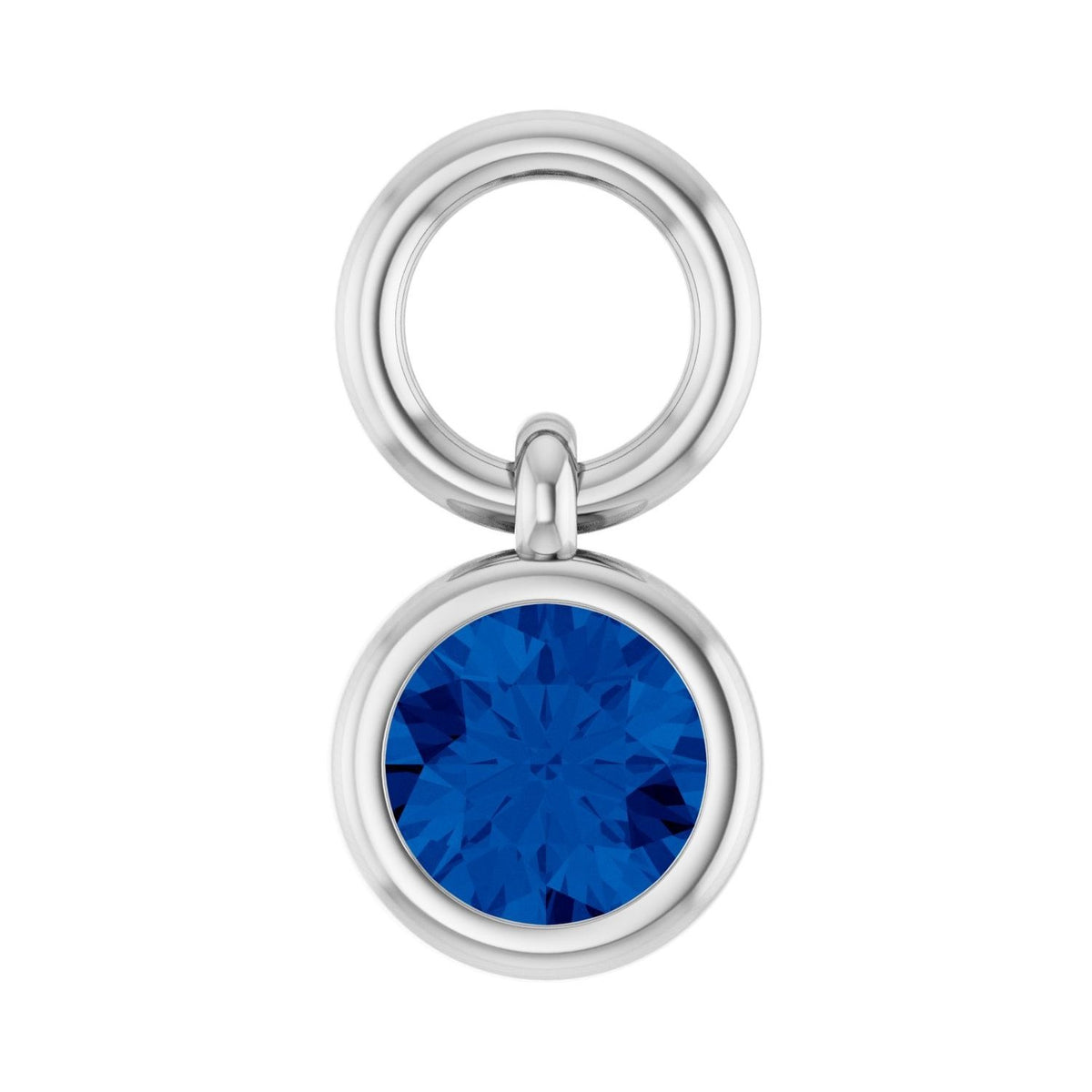 Sapphire Row Natural Gemstone Bezel Hoop Charm - Blue Sapphire, 10K White Gold, Round 3.65 mm