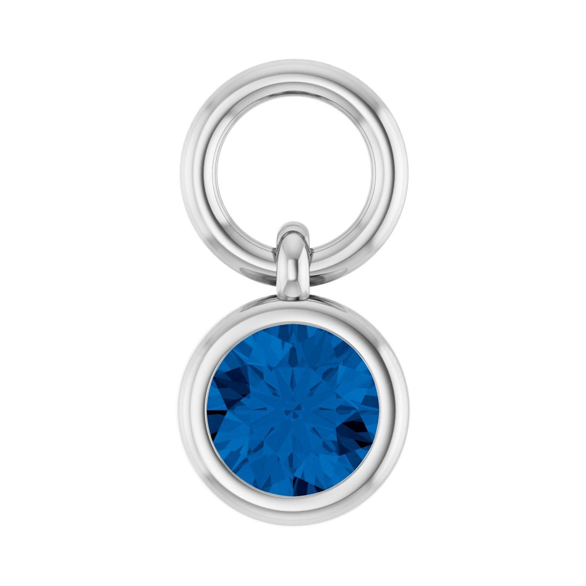 Sapphire Row Natural Gemstone Bezel Hoop Charm - Light Blue Sapphire, 10K White Gold, Round 3.65 mm