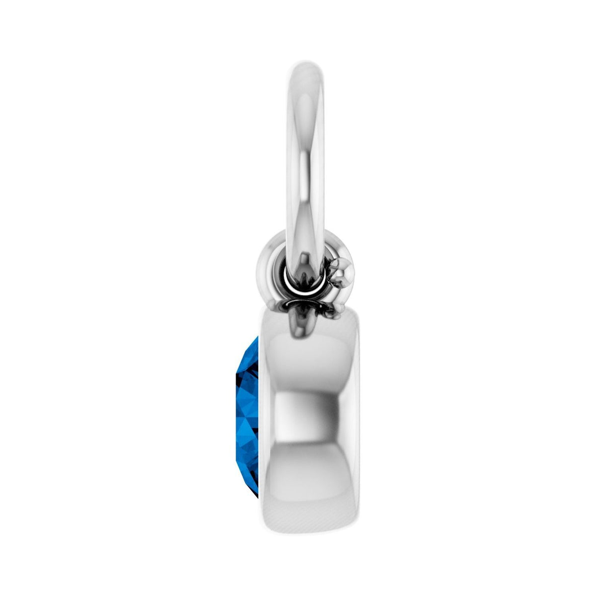Sapphire Row Natural Gemstone Bezel Hoop Charm - Light Blue Sapphire, 14K White Gold, Round 3.65 mm (view 3)