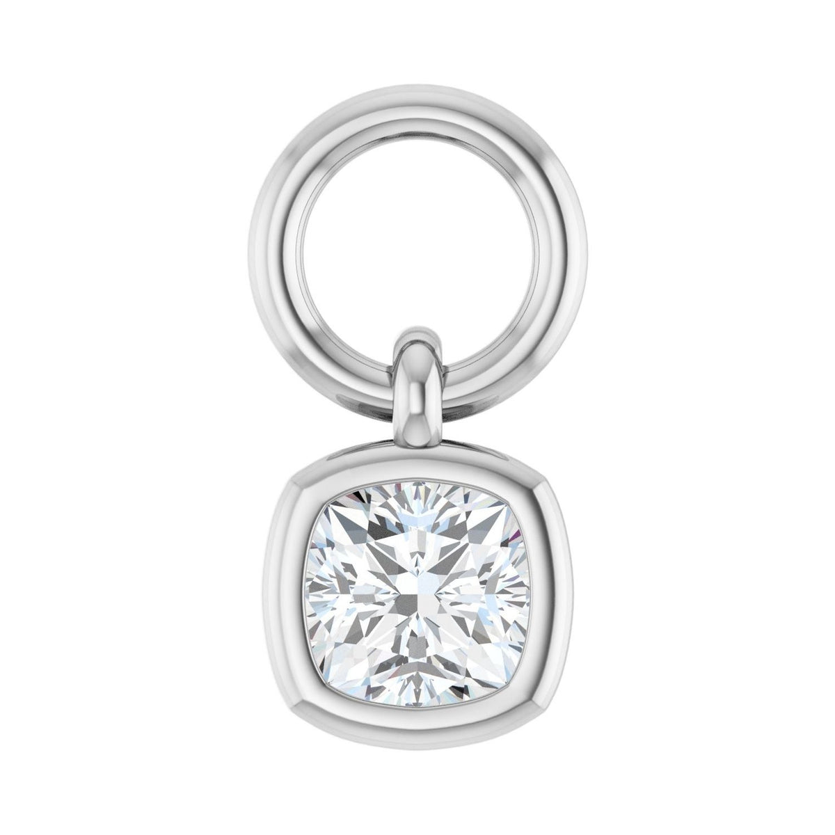 Sapphire Row Lab-Grown Diamond Bezel Hoop Charm - 10K White Gold, Cushion 3.2 × 3.2 mm