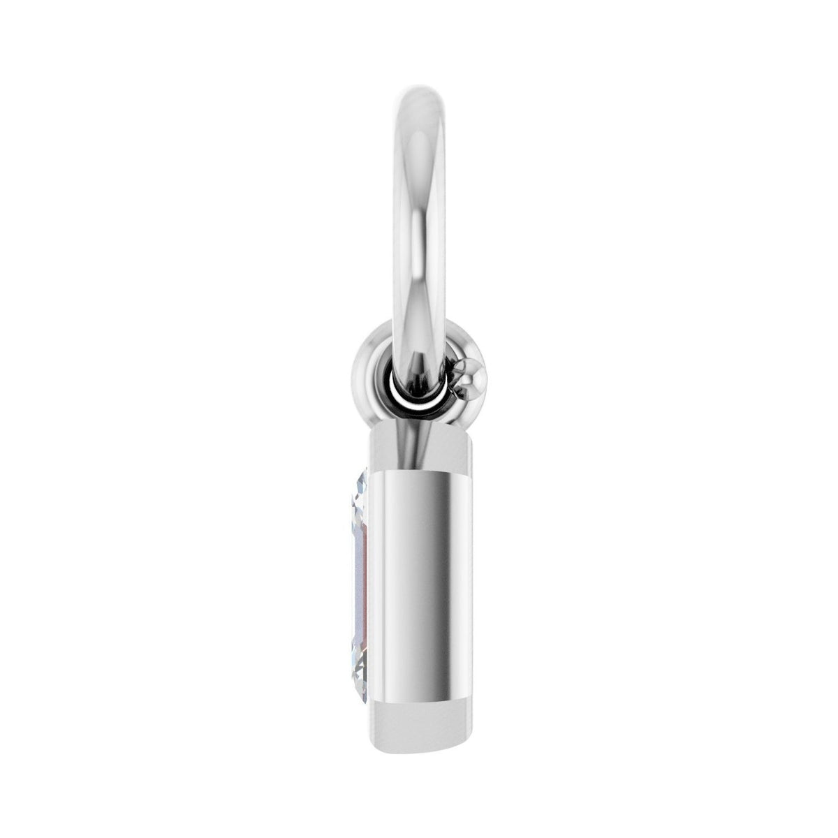 Sapphire Row Lab-Grown Diamond Bezel Hoop Charm - 10K White Gold, Emerald 3.8 × 2.8 mm (view 3)