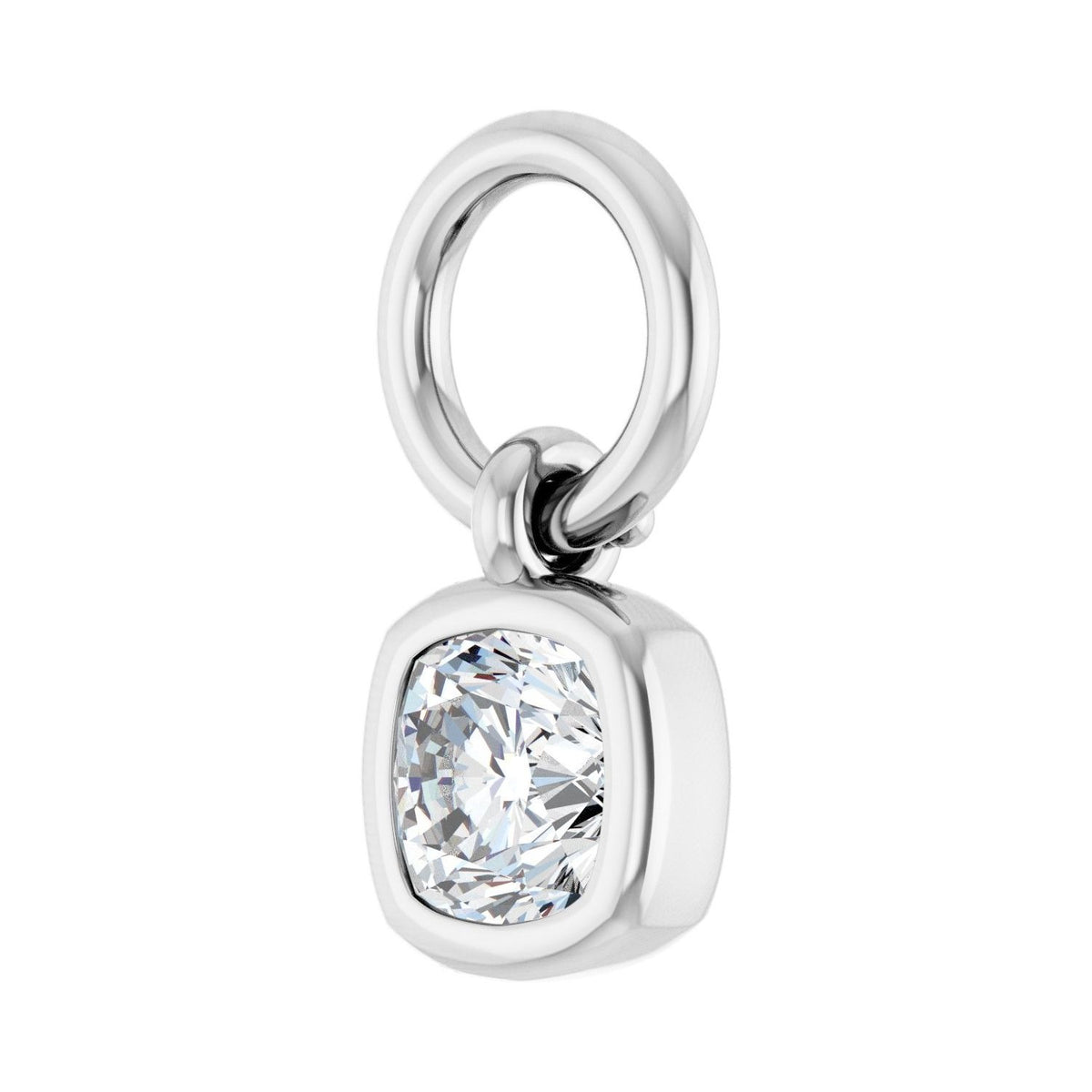 Sapphire Row Lab-Grown Diamond Bezel Hoop Charm - 14K White Gold, Cushion 3.2 × 3.2 mm (view 2)