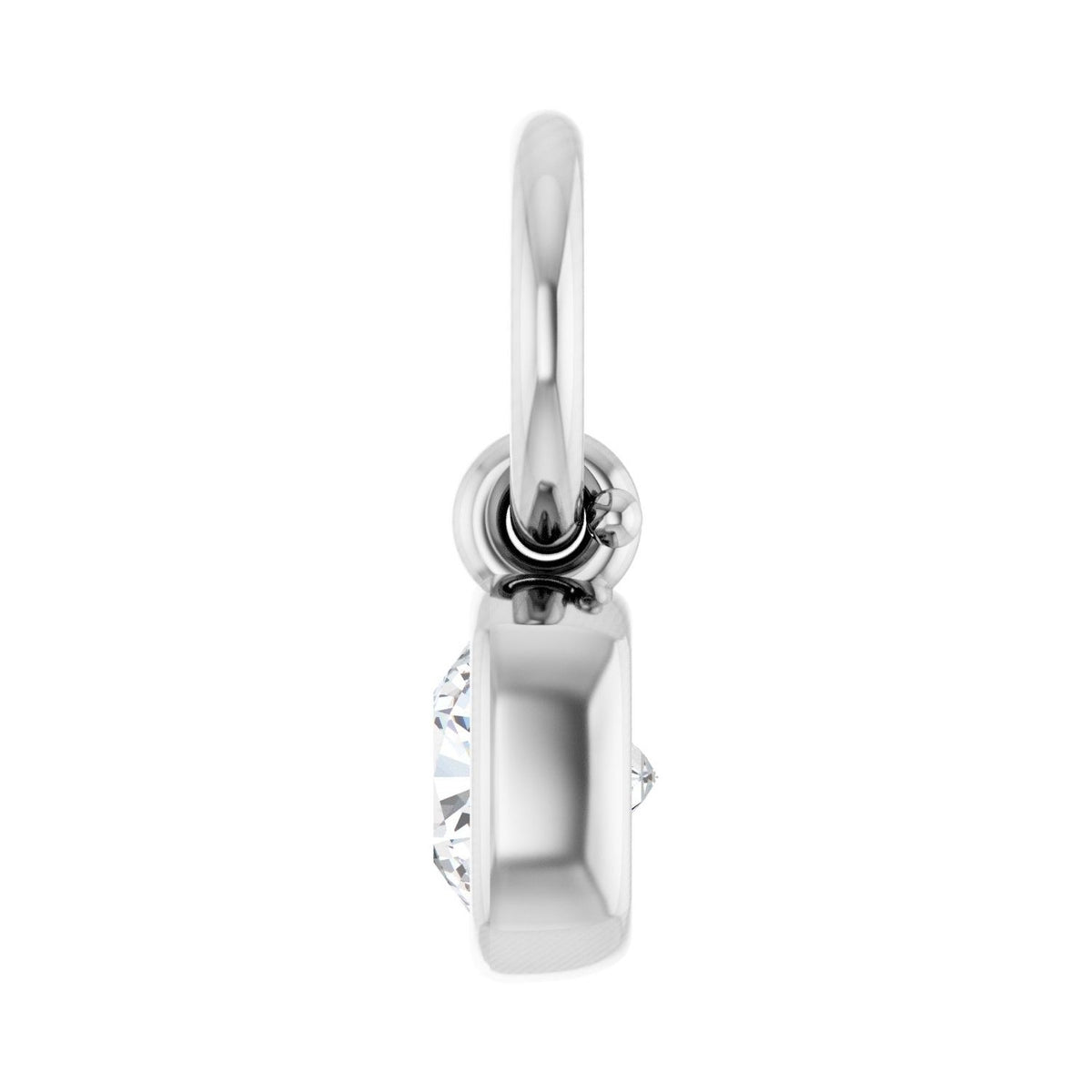 Sapphire Row Lab-Grown Diamond Bezel Hoop Charm - 14K White Gold, Cushion 3.2 × 3.2 mm (view 3)