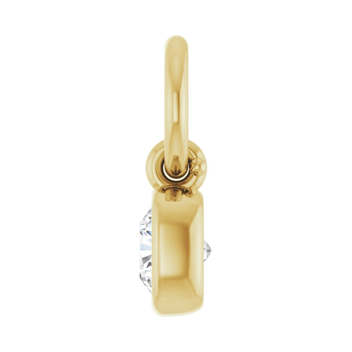 Sapphire Row Lab-Grown Diamond Bezel Hoop Charm - 10K Yellow Gold, Cushion 3.2 × 3.2 mm (view 3)