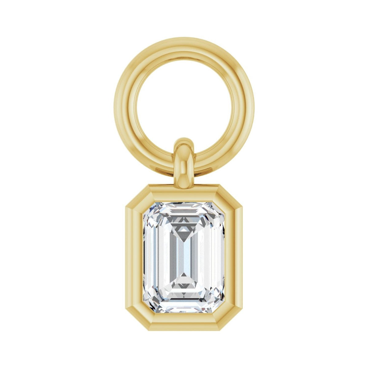 Sapphire Row Lab-Grown Diamond Bezel Hoop Charm - 10K Yellow Gold, Emerald 3.8 × 2.8 mm
