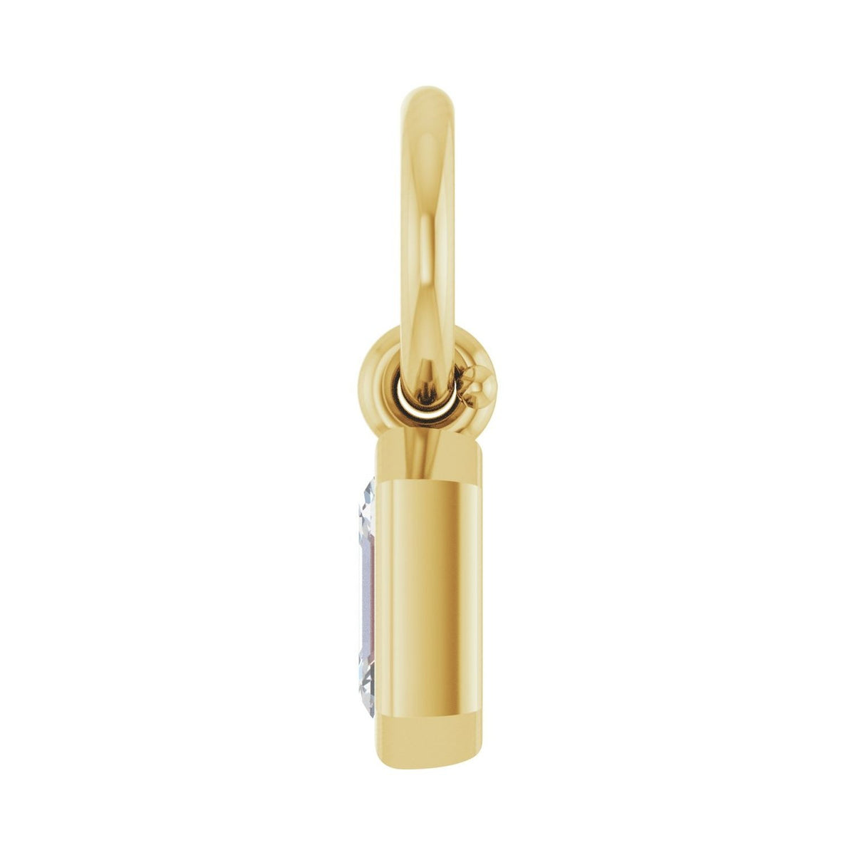 Sapphire Row Lab-Grown Diamond Bezel Hoop Charm - 10K Yellow Gold, Emerald 3.8 × 2.8 mm (view 3)