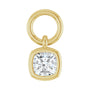 Sapphire Row Lab-Grown Diamond Bezel Hoop Charm - 14K Yellow Gold, Cushion 3.2 × 3.2 mm