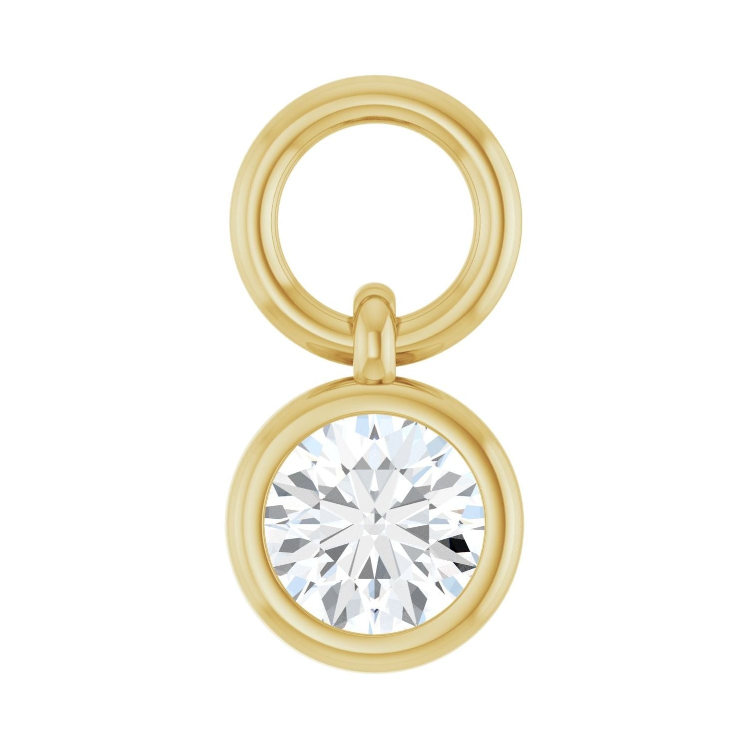 Sapphire Row Lab-Grown Diamond Bezel Hoop Charm - 10K Yellow Gold, Round 3.65 mm