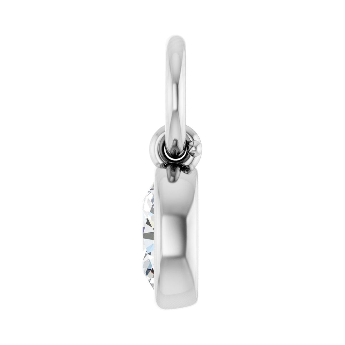 Sapphire Row Lab-Grown Diamond Bezel Hoop Charm - 10K White Gold, Oval 4.5 × 3.2 mm (view 3)