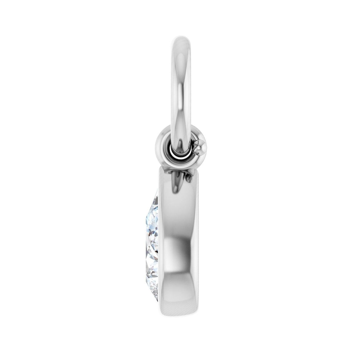 Sapphire Row Lab-Grown Diamond Bezel Hoop Charm - 10K White Gold, Pear 4.7 × 3.1 mm (view 3)