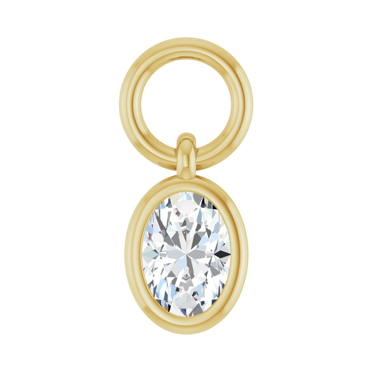 Sapphire Row Lab-Grown Diamond Bezel Hoop Charm - 10K Yellow Gold, Oval 4.5 × 3.2 mm