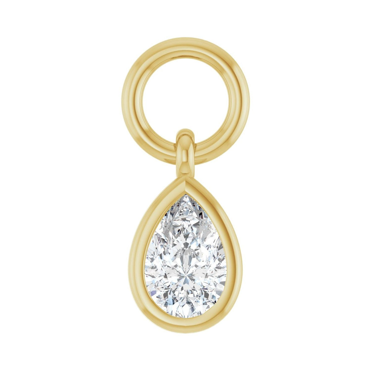 Sapphire Row Lab-Grown Diamond Bezel Hoop Charm - 10K Yellow Gold, Pear 4.7 × 3.1 mm