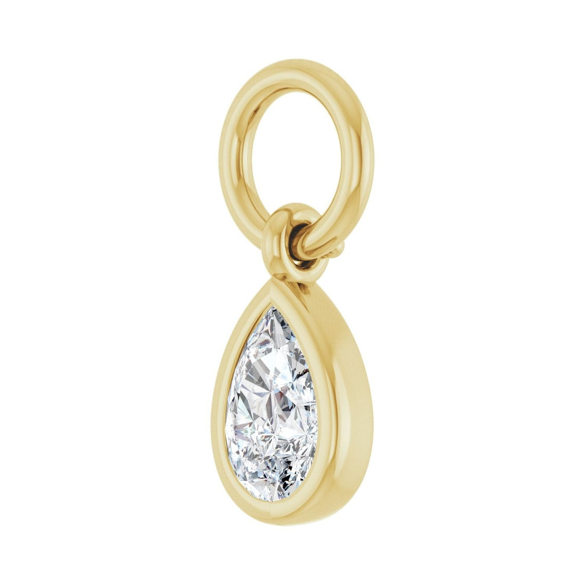 Sapphire Row Lab-Grown Diamond Bezel Hoop Charm - 10K Yellow Gold, Pear 4.7 × 3.1 mm (view 2)