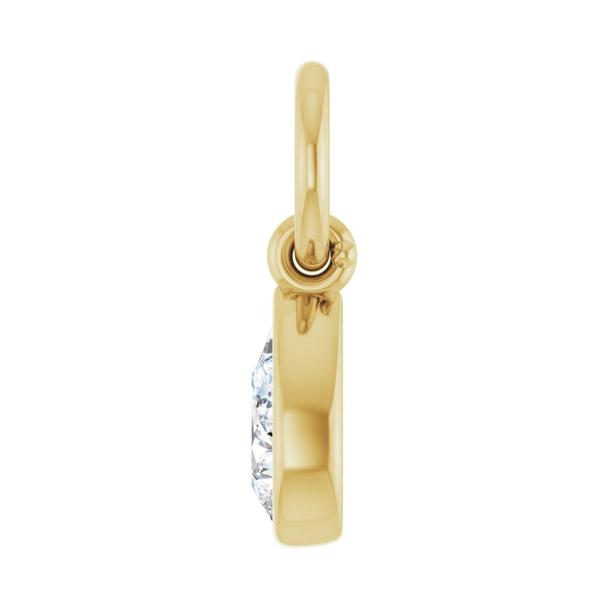 Sapphire Row Lab-Grown Diamond Bezel Hoop Charm - 10K Yellow Gold, Pear 4.7 × 3.1 mm (view 3)