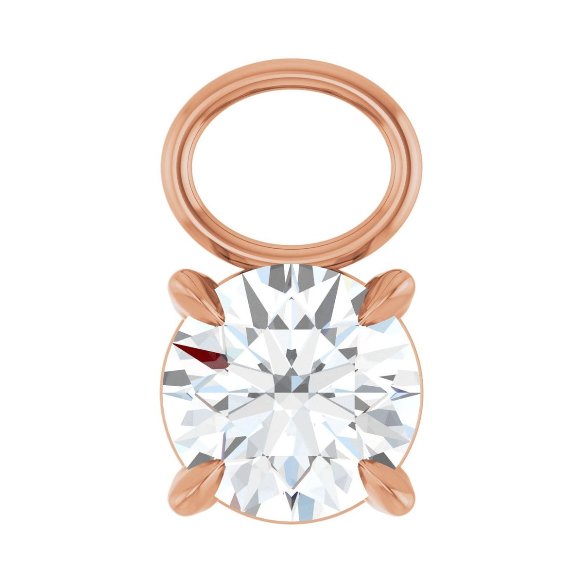 Sapphire Row Natural Diamond Solitaire Hoop Charm - 14K Rose Gold