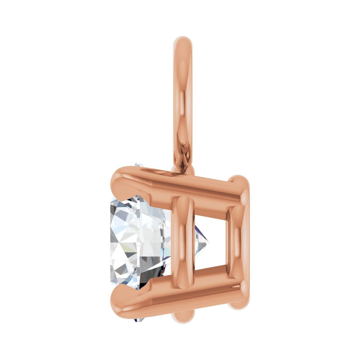 Sapphire Row Natural Diamond Solitaire Hoop Charm - 14K Rose Gold (view 3)