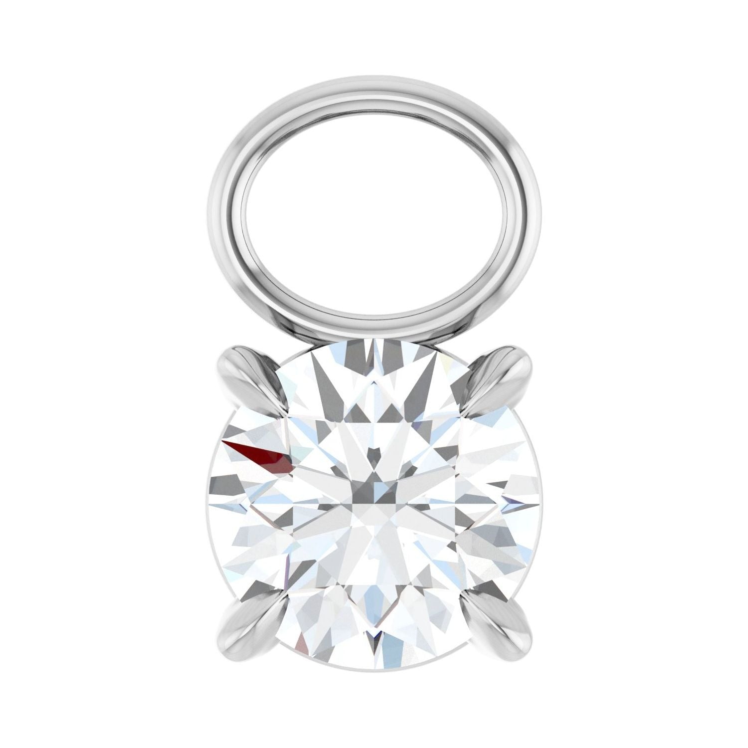 Sapphire Row Natural Diamond Solitaire Hoop Charm - 14K White Gold